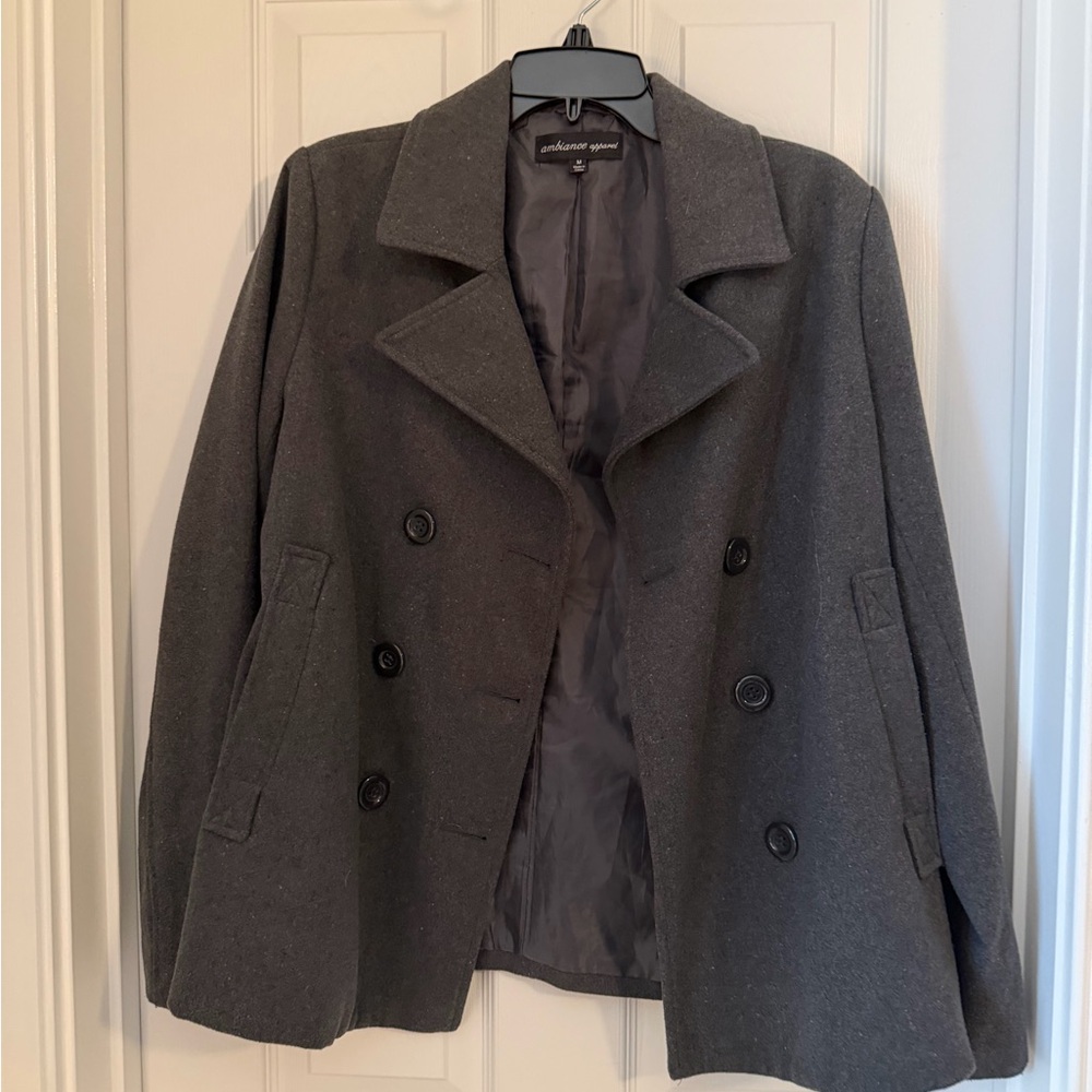 Ambiance Charcoal Pea Coat for Women